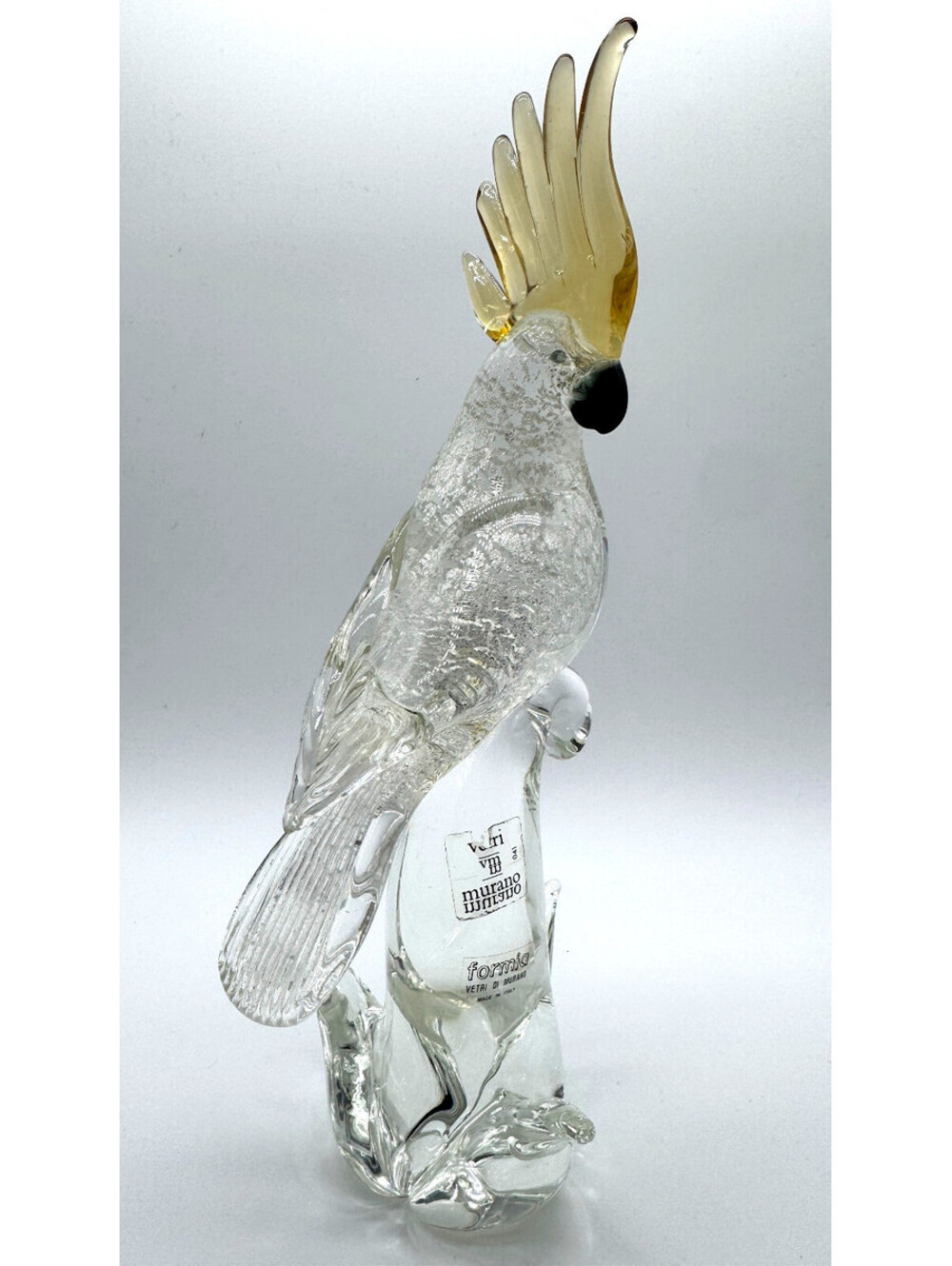 Vintage Formia Murano Glass Cockatoo Parrot Sculpture Gallery Art Italy